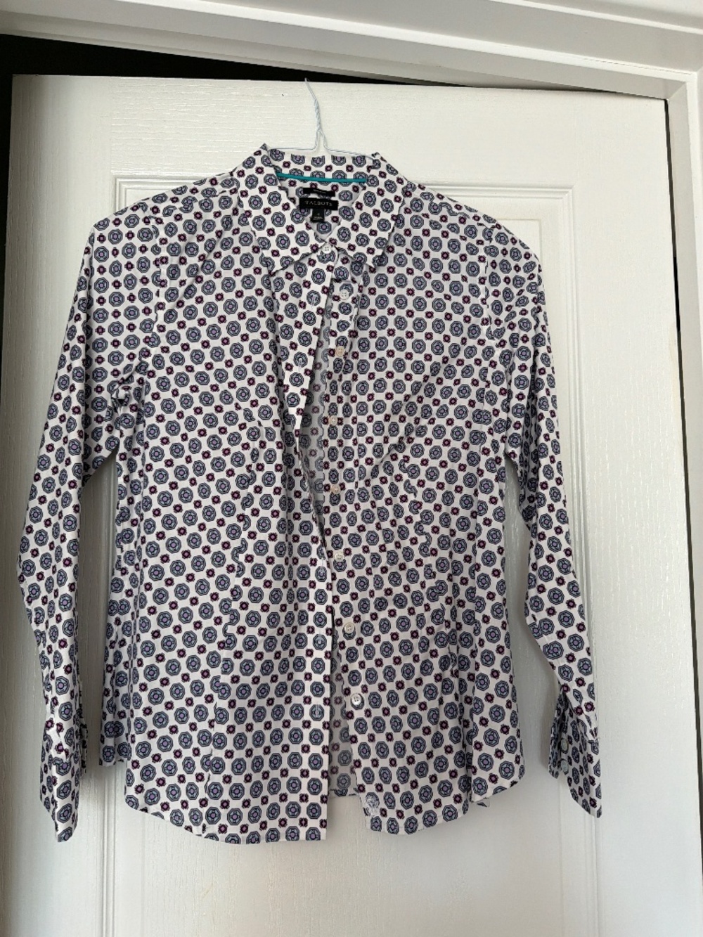 Talbots Button Down Shirt | Size S | Geometric Print | Excellent Condition